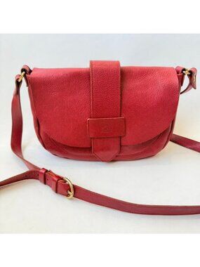 Il Bisonte Fausta medium Leather Crossbody Shoulder Bag Red Italy